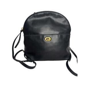 Margot Black Leather Small Backpack Purse Twist Lock - Adjustable Straps